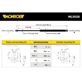 Αμορτισέρ Καπώ/Μπαγκάζ MONROE ML5038