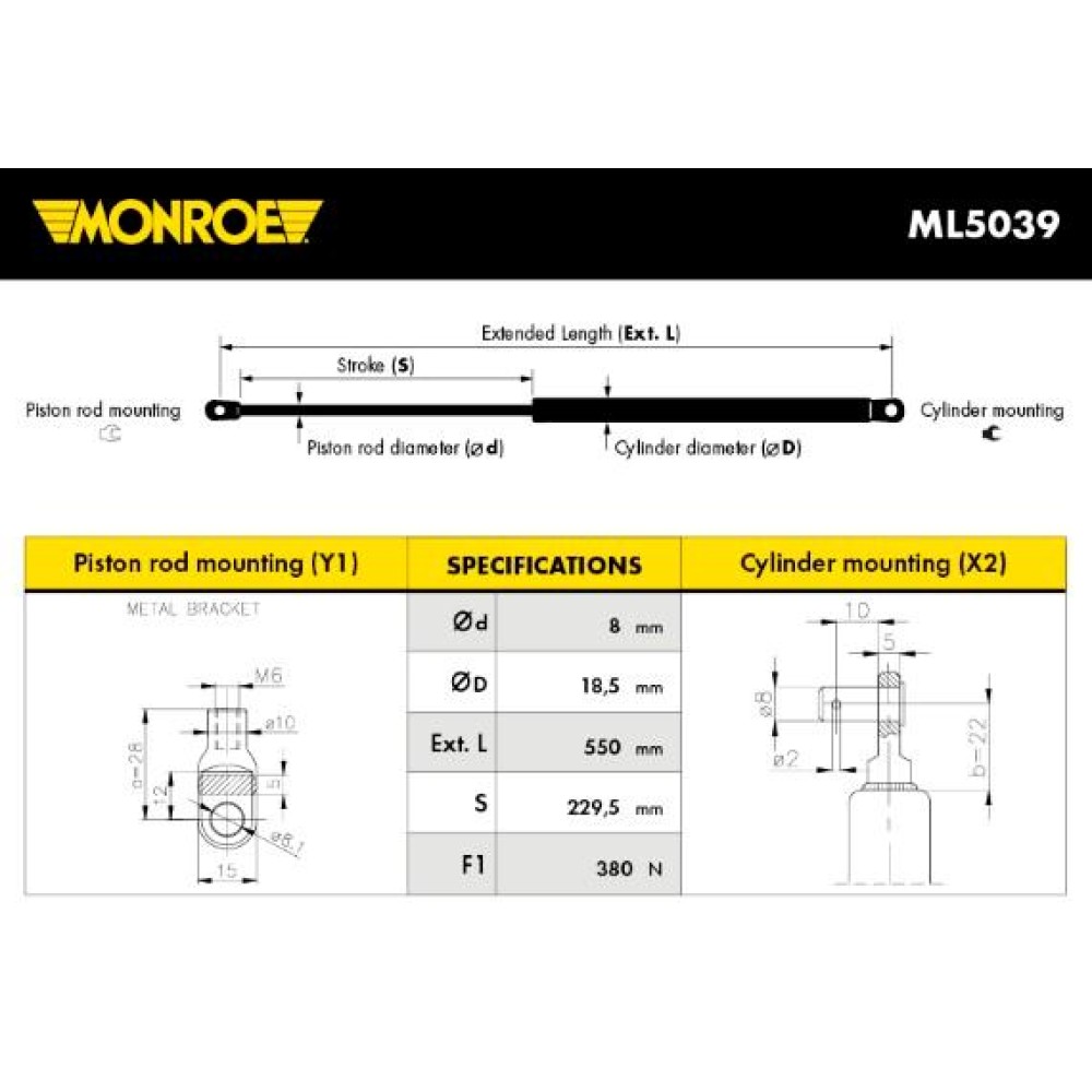 Αμορτισέρ Καπώ/Μπαγκάζ MONROE ML5039