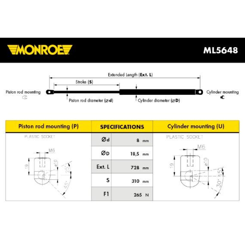 Αμορτισέρ Καπώ/Μπαγκάζ MONROE ML5648