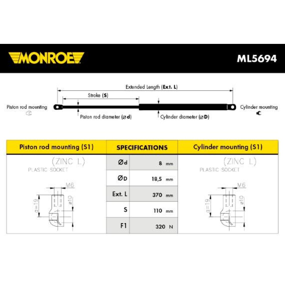 Αμορτισέρ Καπώ/Μπαγκάζ MONROE ML5694