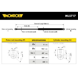 Αμορτισέρ Καπώ/Μπαγκάζ MONROE ML5717