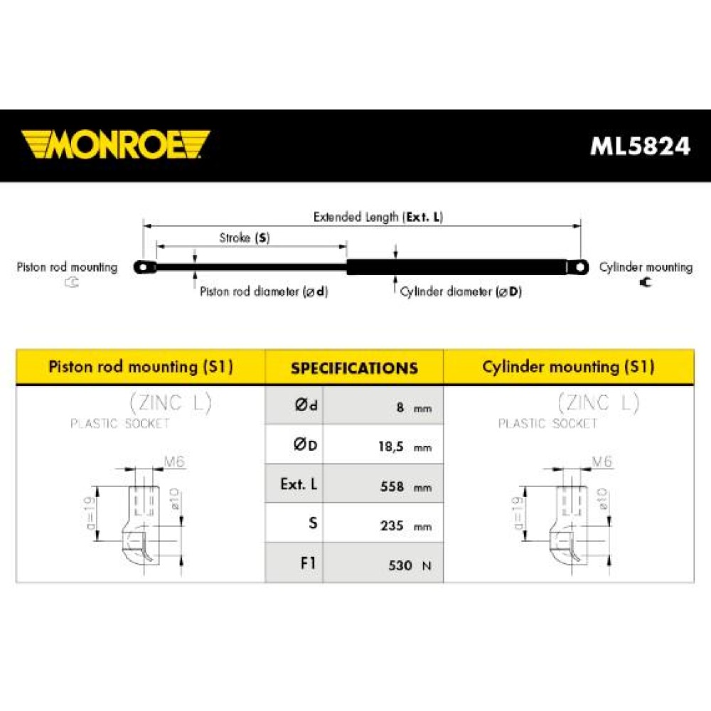 Αμορτισέρ Καπώ/Μπαγκάζ MONROE ML5824