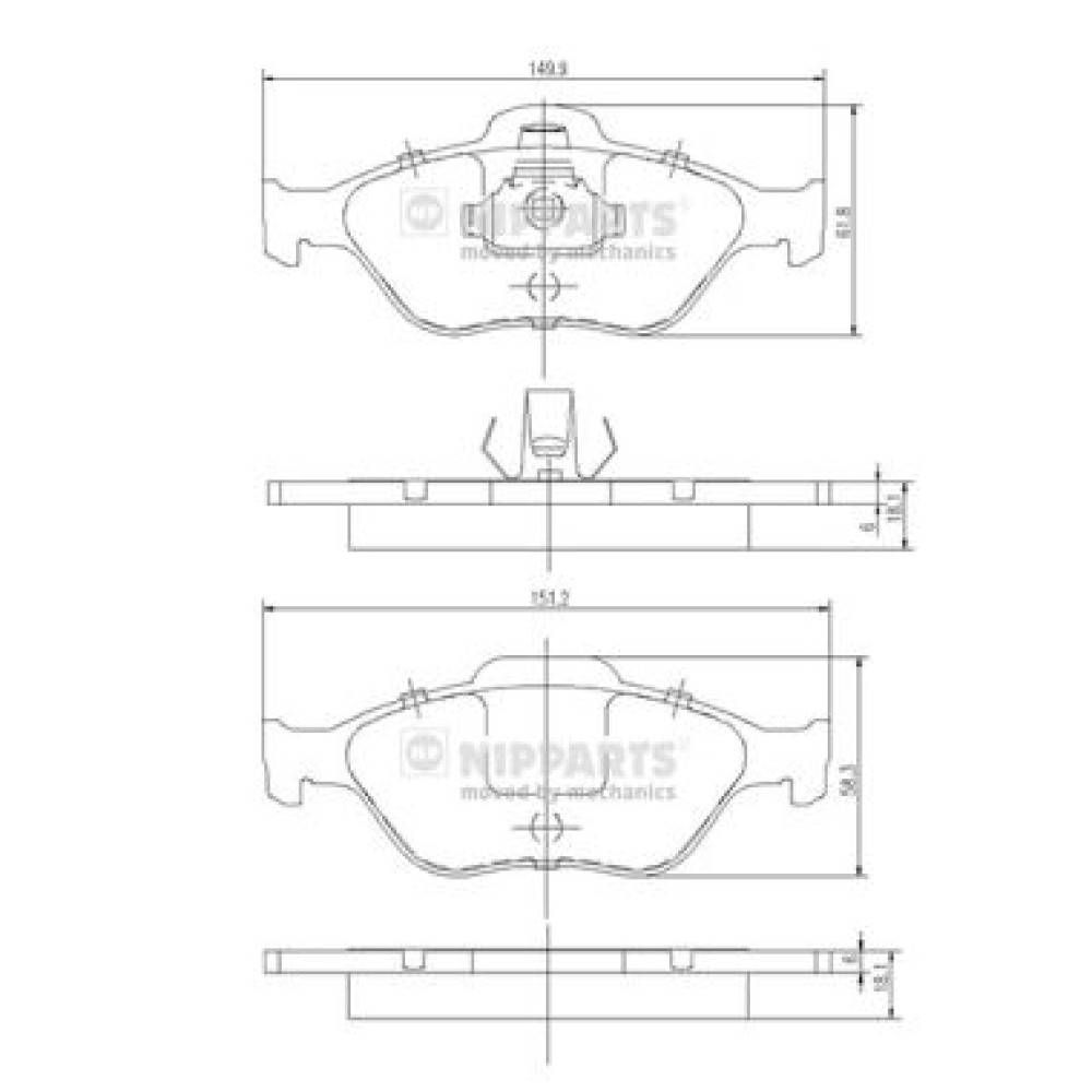 Σετ τακάκια εμπρός NIPPARTS J3603065