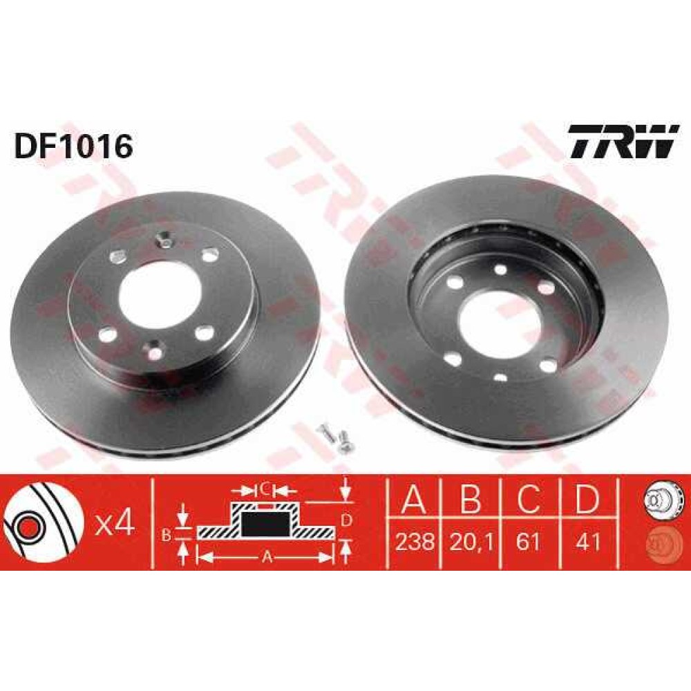 Δισκόπλακα εμπρός TRW DF1016