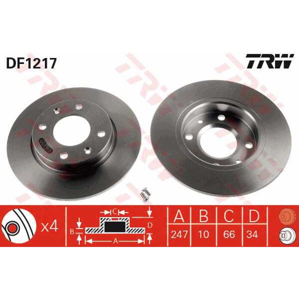 Δισκόπλακα εμπρός TRW DF1217