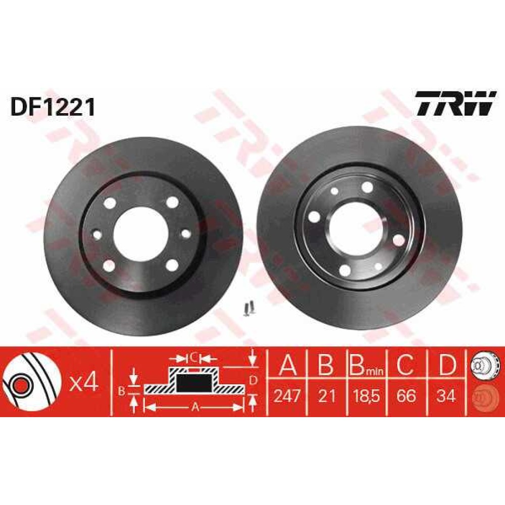 Δισκόπλακα εμπρός TRW DF1221