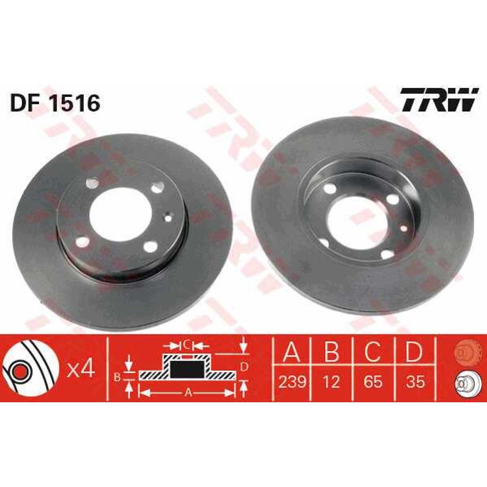 Δισκόπλακα εμπρός TRW DF1516