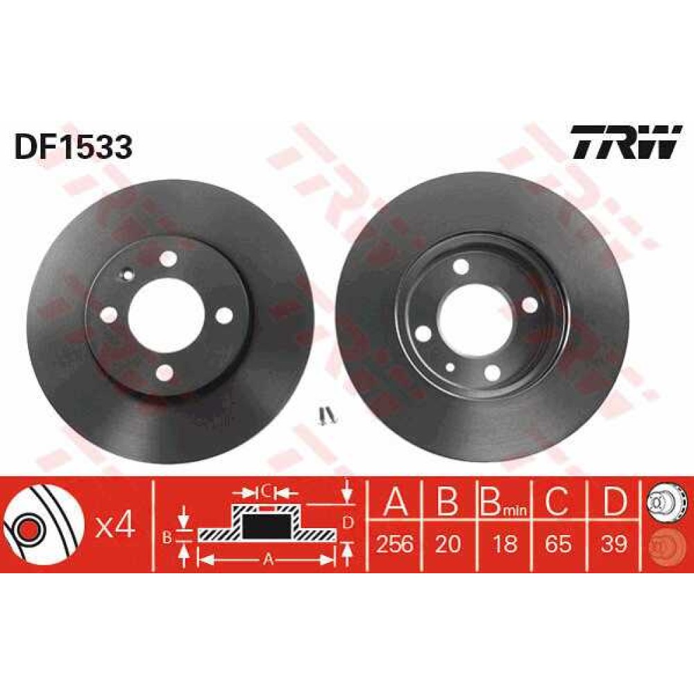 Δισκόπλακα εμπρός TRW DF1533