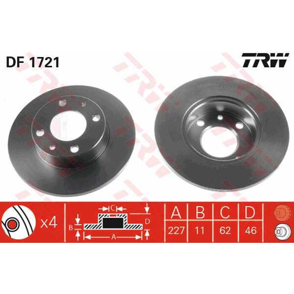 Δισκόπλακα εμπρός TRW DF1721