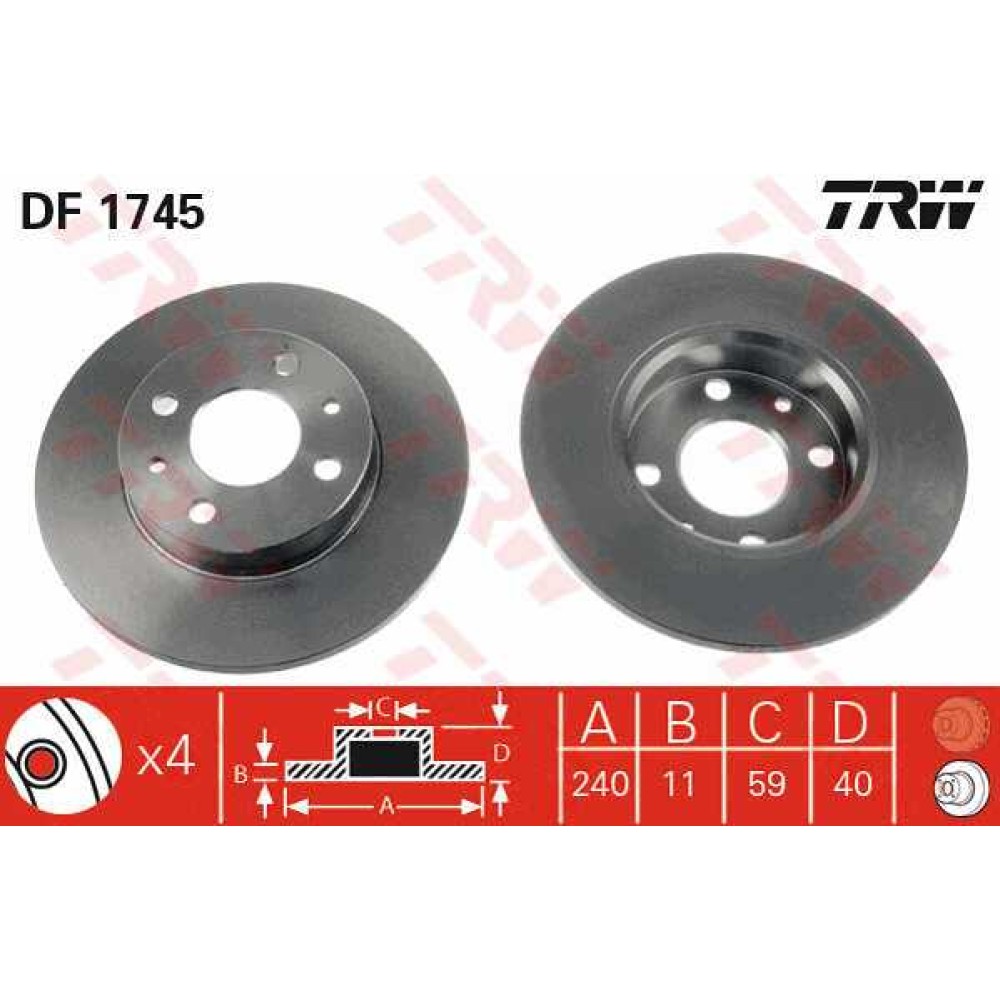 Δισκόπλακα εμπρός TRW DF1745