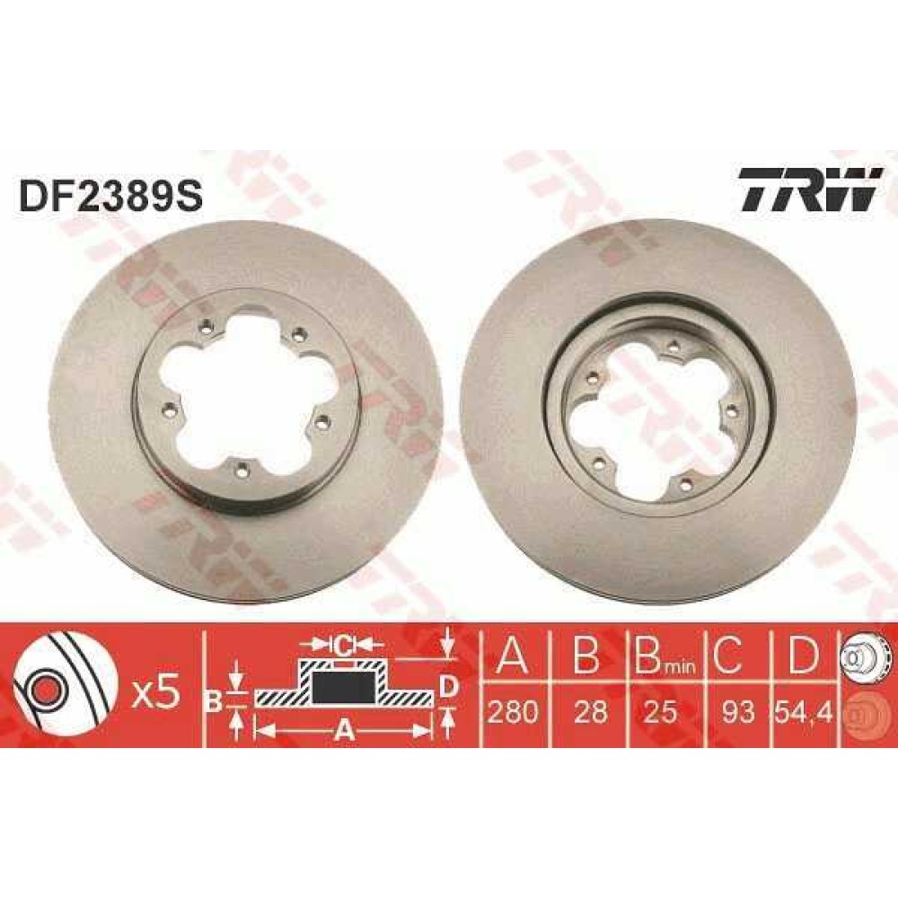 Δισκόπλακα εμπρός TRW DF2389S