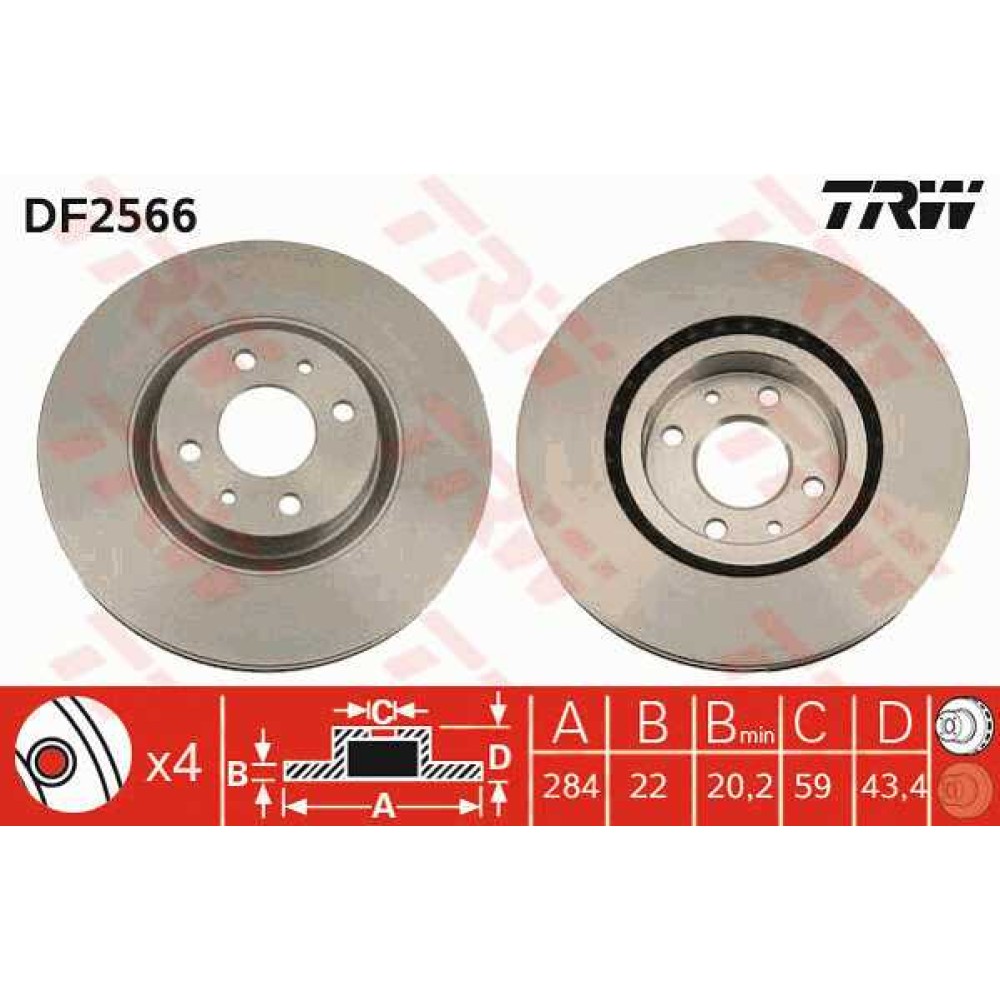 Δισκόπλακα εμπρός TRW DF2566