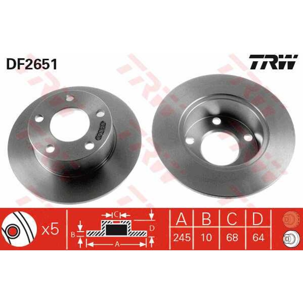 Δισκόπλακα πίσω TRW DF2651