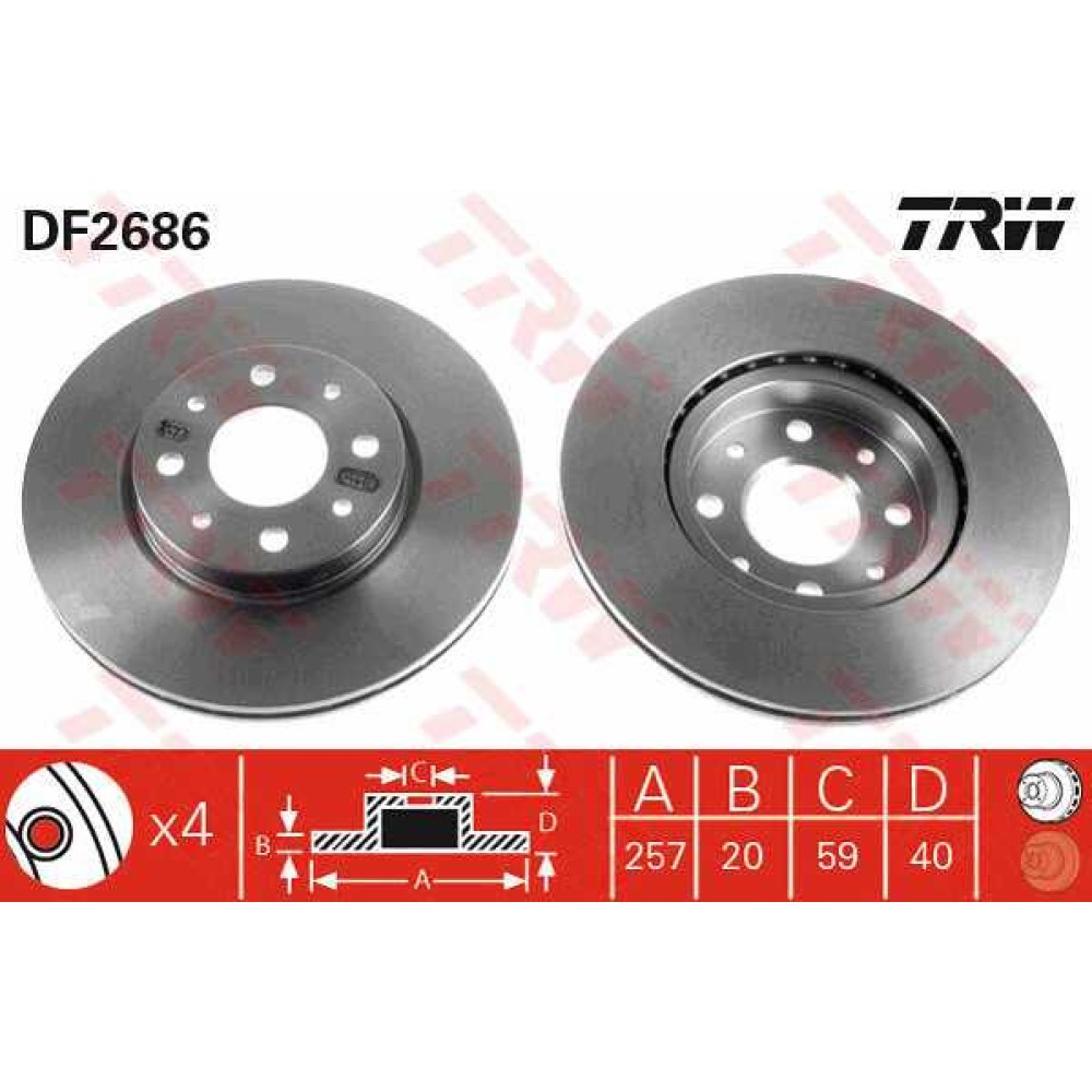 Δισκόπλακα εμπρός TRW DF2686