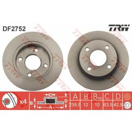 Δισκόπλακα εμπρός TRW DF2752