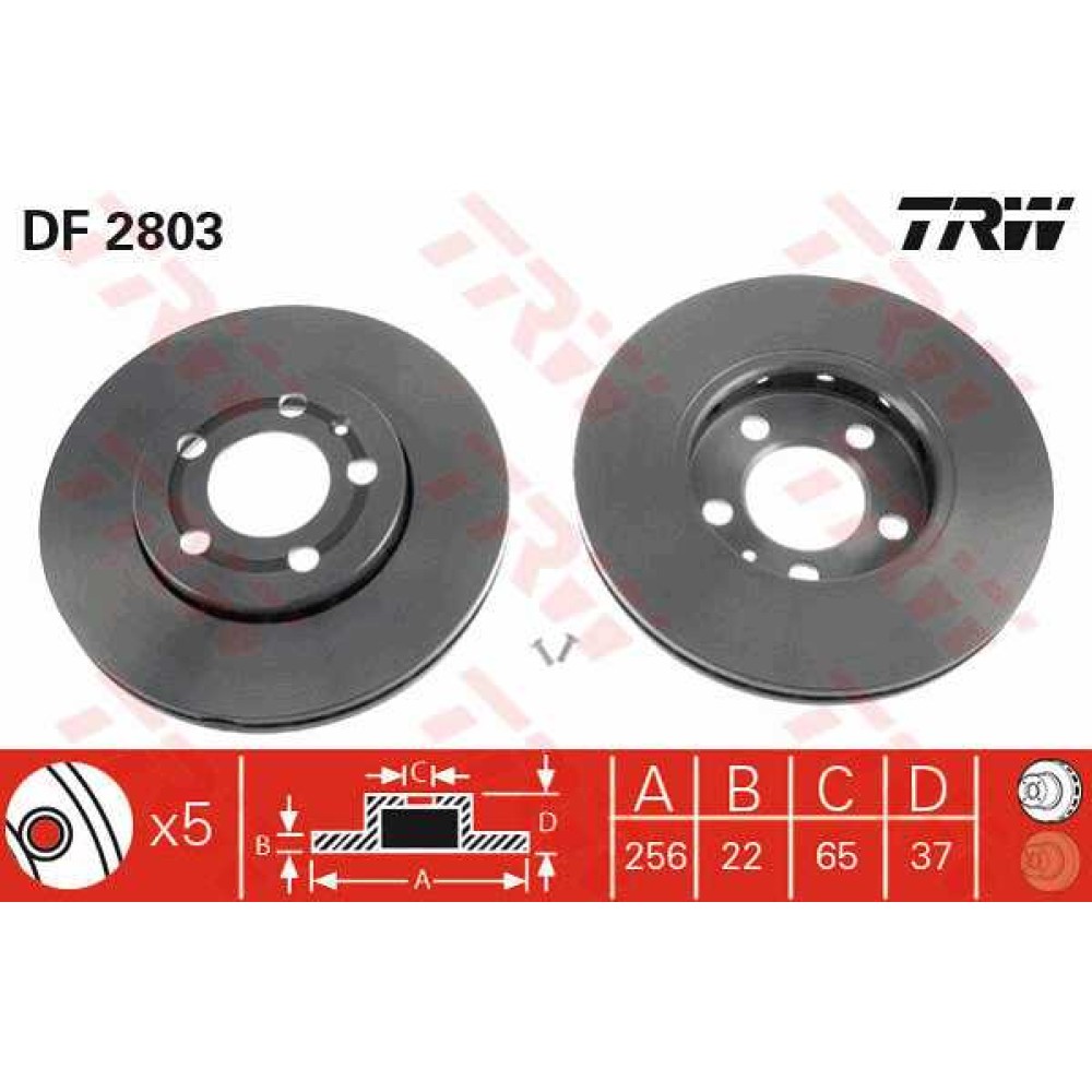 Δισκόπλακα εμπρός TRW DF2803