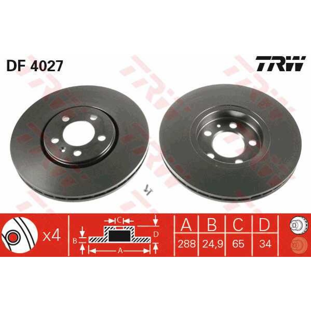 Δισκόπλακα εμπρός TRW DF4027