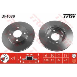 Δισκόπλακα εμπρός TRW DF4036