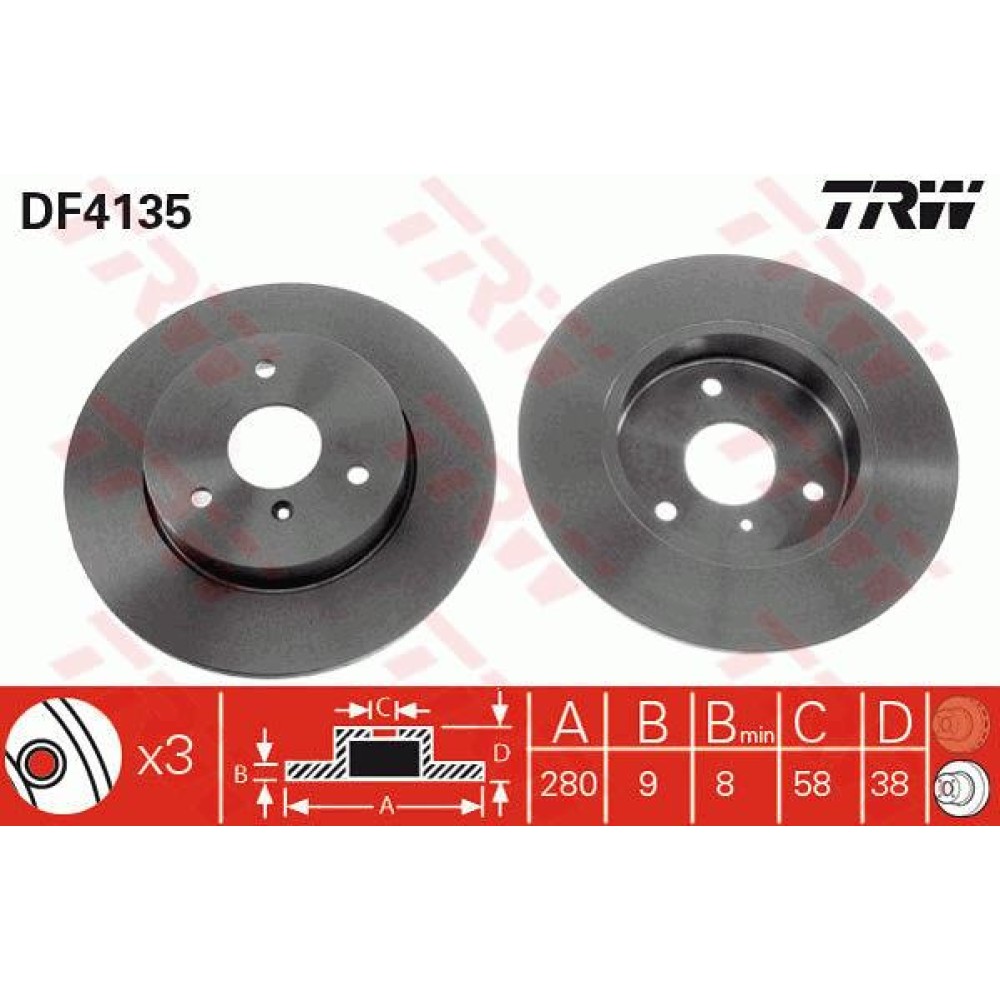 Δισκόπλακα εμπρός TRW DF4135