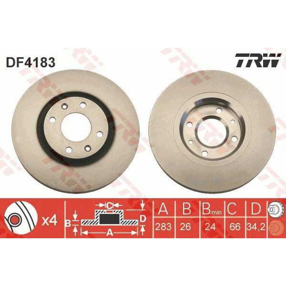 Δισκόπλακα εμπρός TRW DF4183