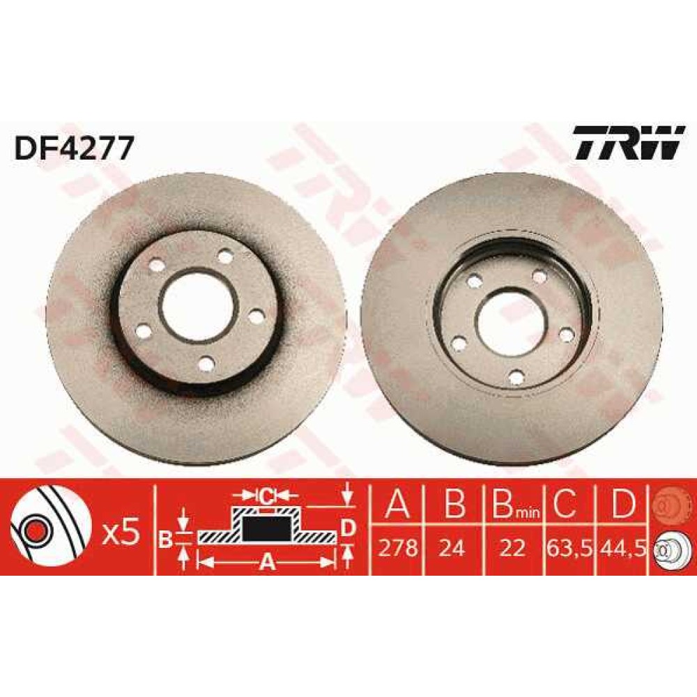 Δισκόπλακα εμπρός TRW DF4277