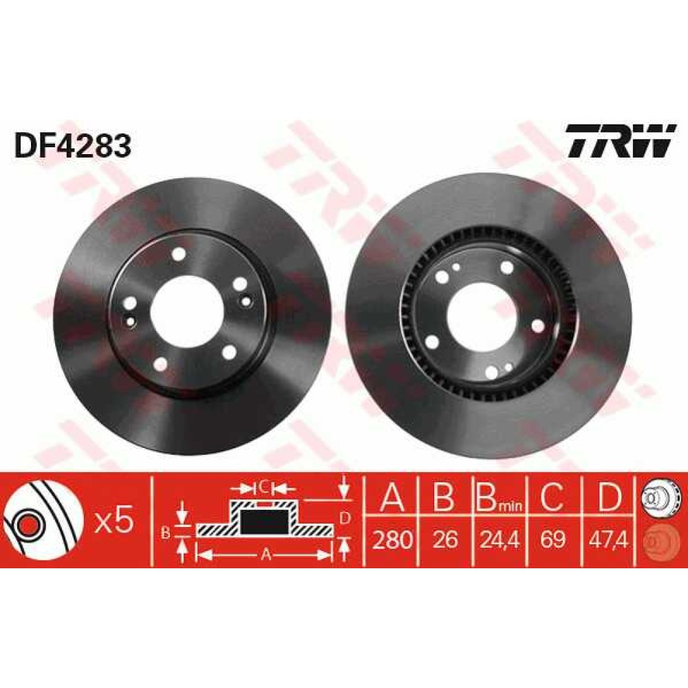 Δισκόπλακα εμπρός TRW DF4283