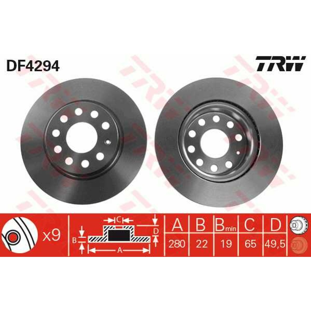 Δισκόπλακα εμπρός TRW DF4294