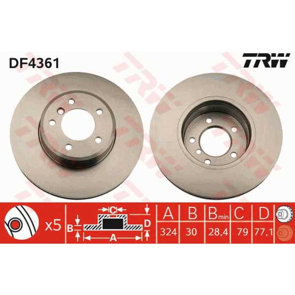 Δισκόπλακα εμπρός TRW DF4361