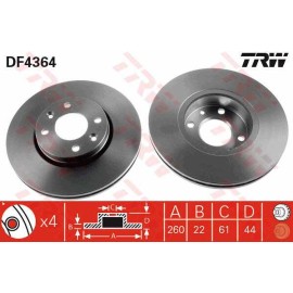 Δισκόπλακα εμπρός TRW DF4364