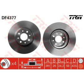 Δισκόπλακα εμπρός TRW DF4377