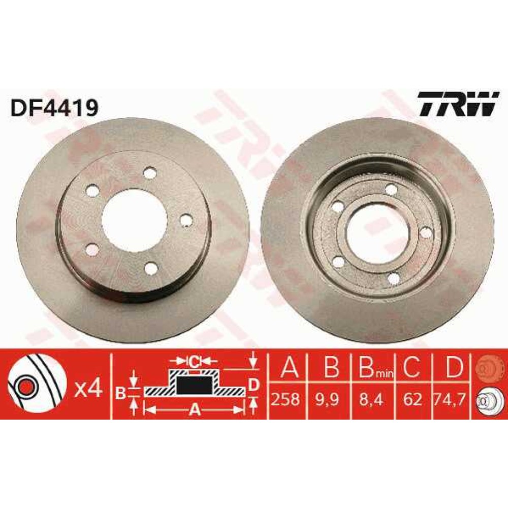 Δισκόπλακα πίσω TRW DF4419