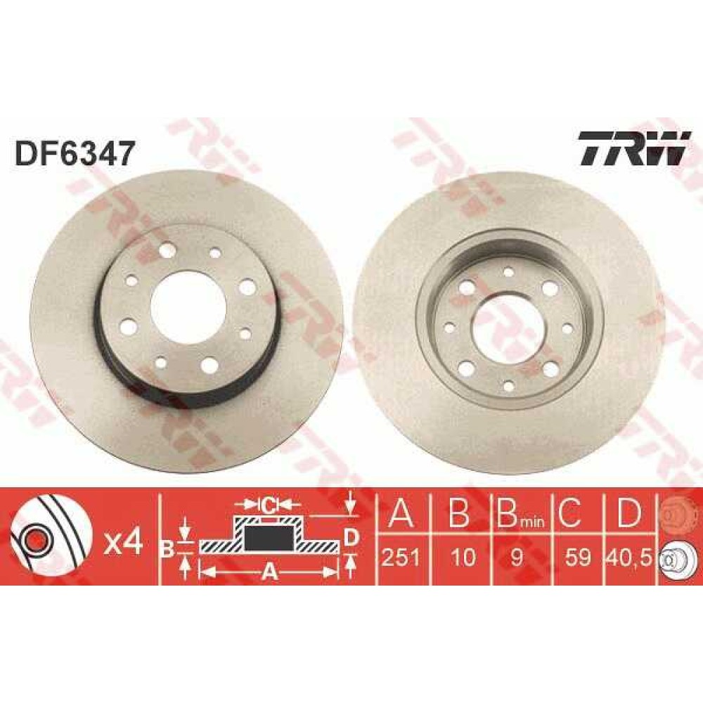 Δισκόπλακα πίσω TRW DF6347