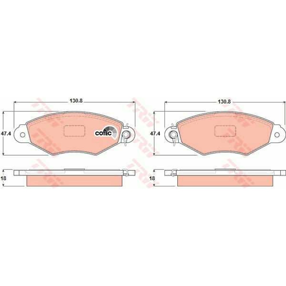 Σετ τακάκια εμπρός TRW GDB1321