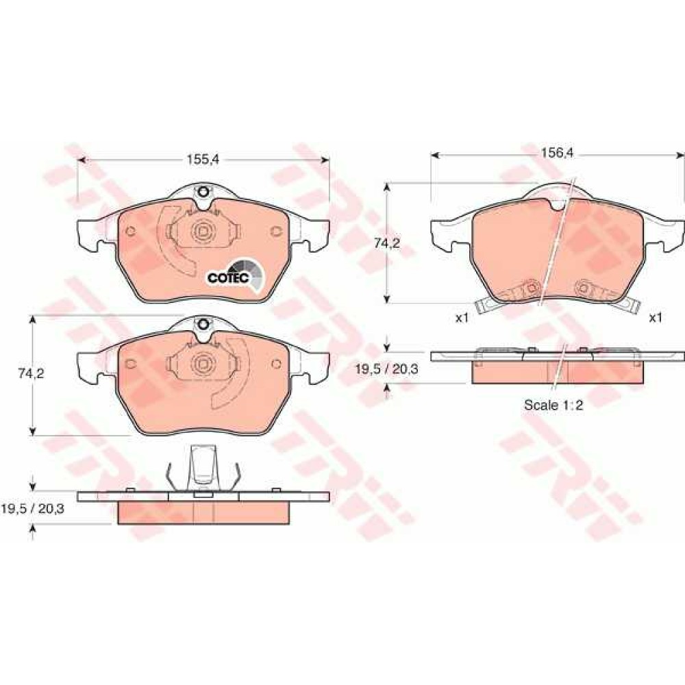 Σετ τακάκια εμπρός TRW GDB1342