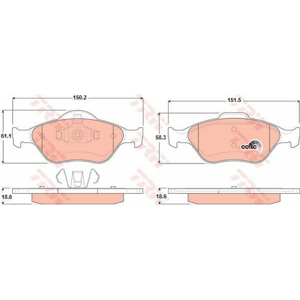 Σετ τακάκια εμπρός TRW GDB1419