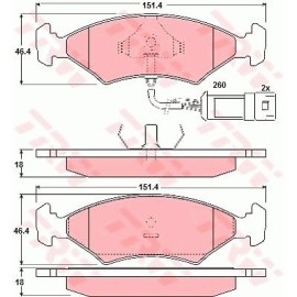 Σετ τακάκια εμπρός TRW GDB238