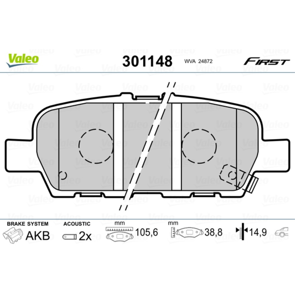 Σετ τακάκια πίσω VALEO 301148