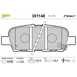 Σετ τακάκια πίσω VALEO 301148