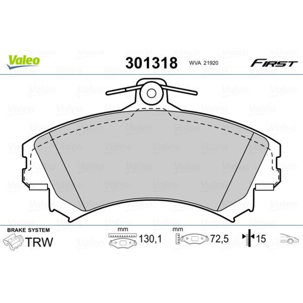 Σετ τακάκια εμπρός VALEO 301318