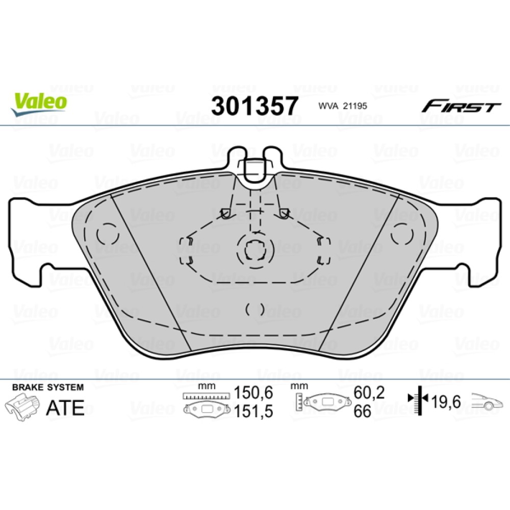 Σετ τακάκια εμπρός VALEO 301357