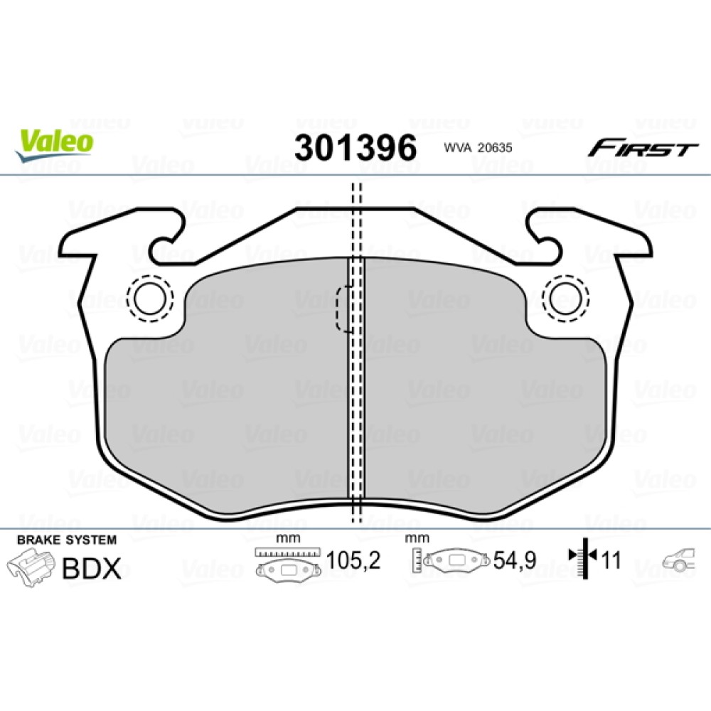 Σετ τακάκια πίσω VALEO 301396