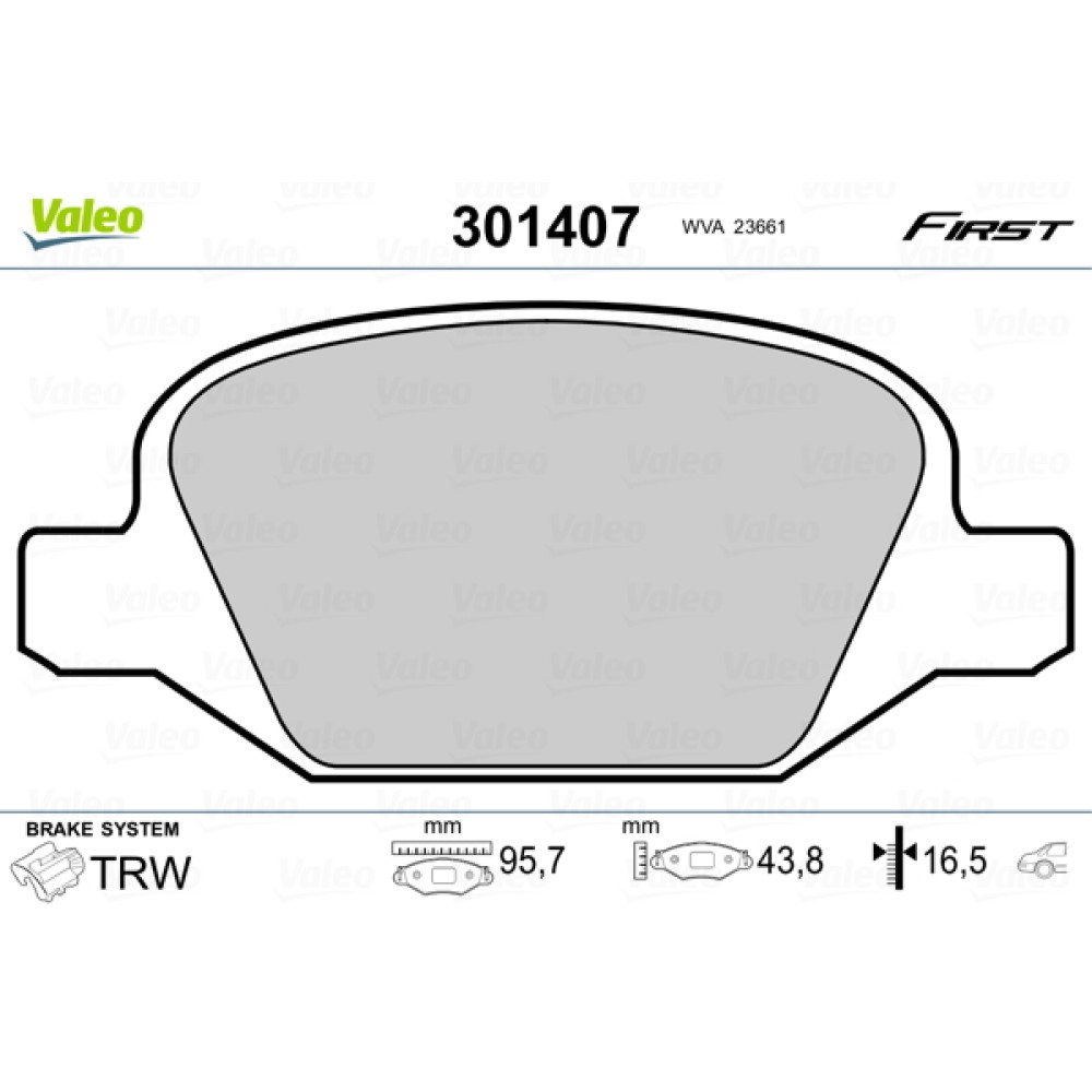 Σετ τακάκια πίσω VALEO 301407