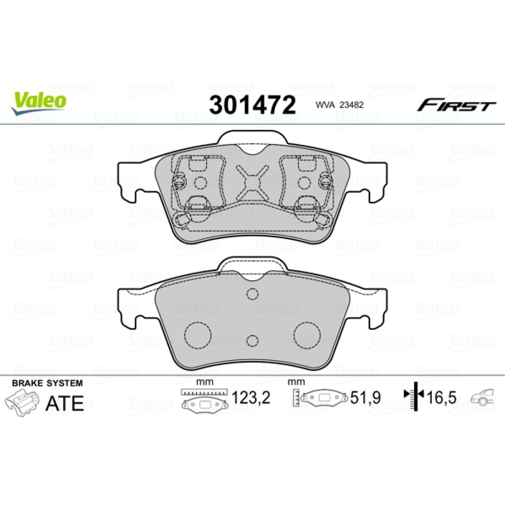 Σετ τακάκια πίσω VALEO 301472