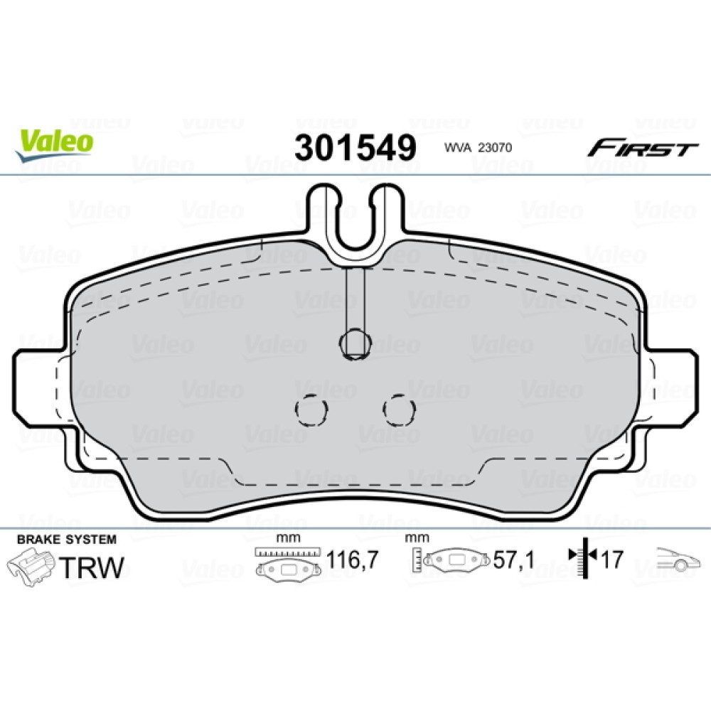 Σετ τακάκια εμπρός VALEO 301549