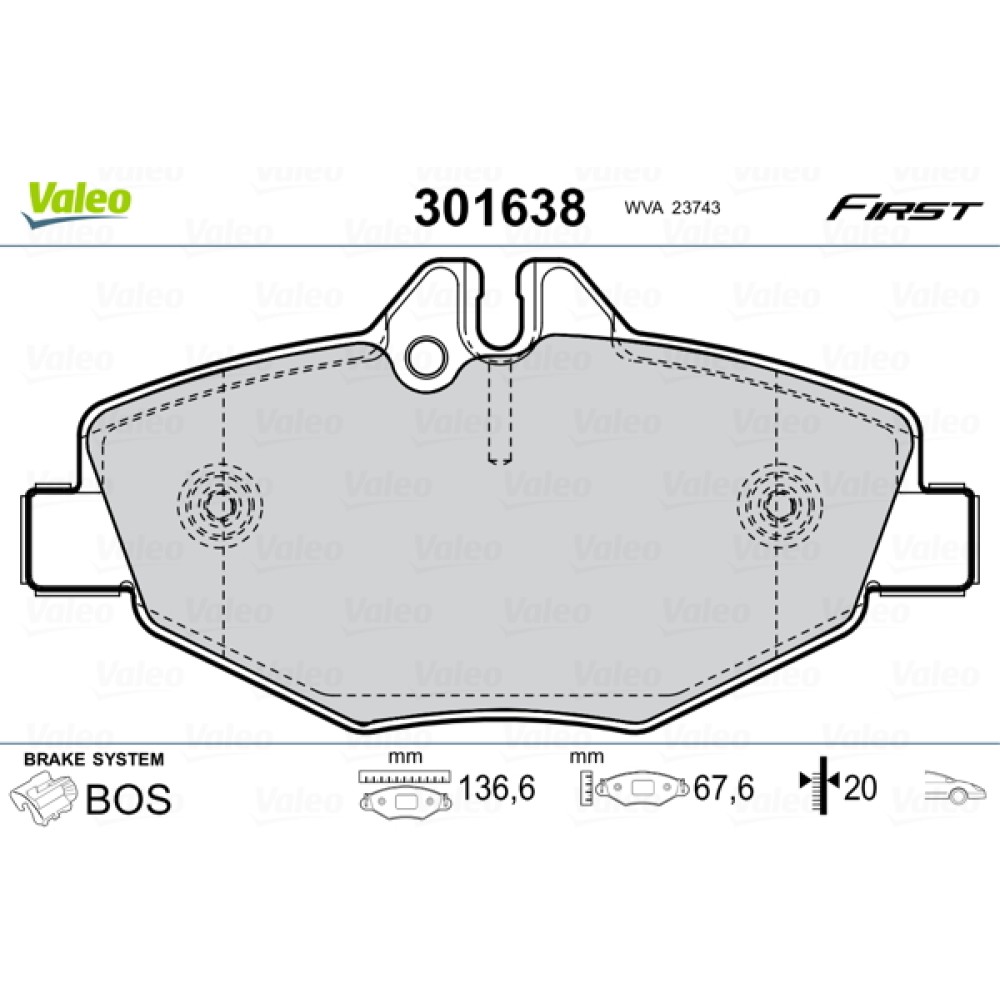 Σετ τακάκια εμπρός VALEO 301638