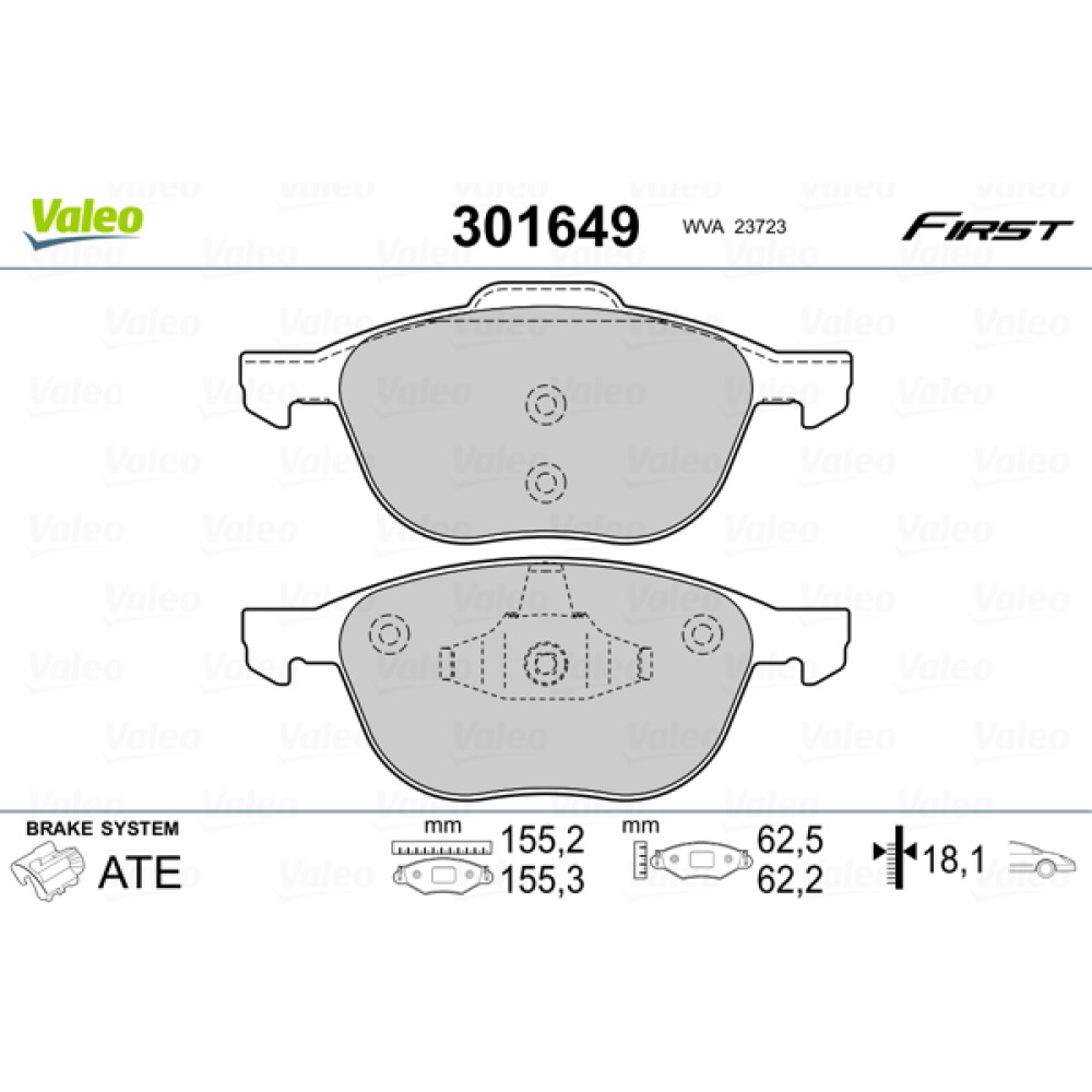 Σετ τακάκια εμπρός VALEO 301649