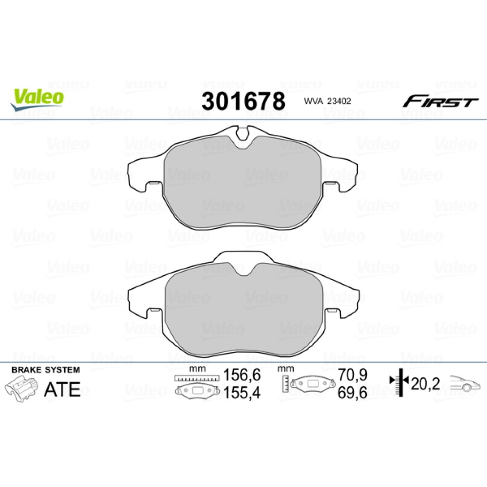 Σετ τακάκια εμπρός VALEO 301678