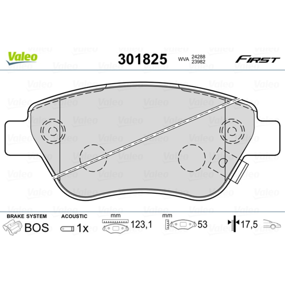 Σετ τακάκια εμπρός VALEO 301825