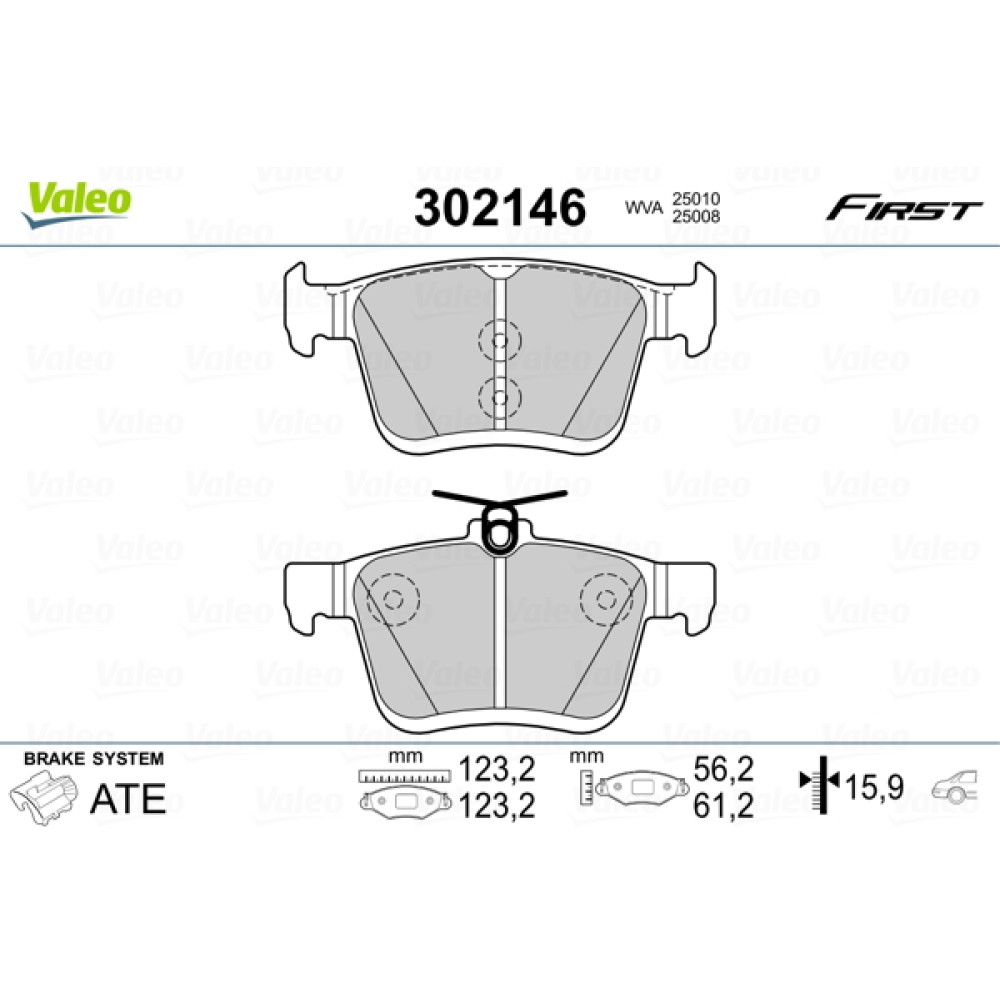 Σετ τακάκια πίσω VALEO 302146