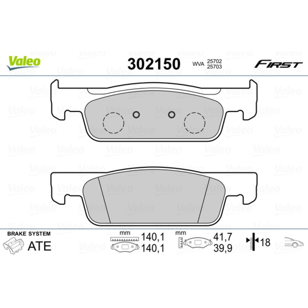 Σετ τακάκια εμπρός VALEO 302150